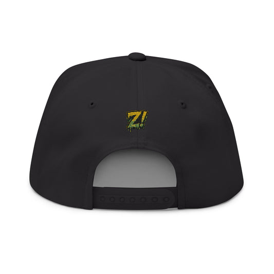 ZomBeanz! Coffee Embroidered Flat Bill Hat — Retro Drip Logo Snapback
