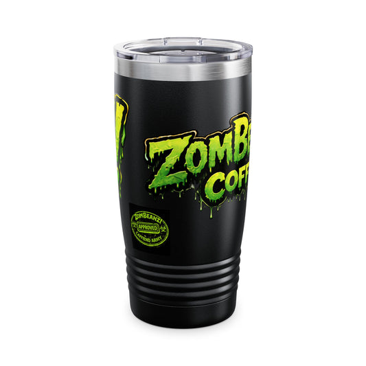 ZomBeanZ! Coffee 20oz Tumbler — Insulated Travel Cup with Neon Green ZomBeanZ! Drip Design
